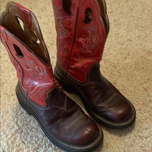 Red and Brown Ariat Fat Baby’s Western Boots